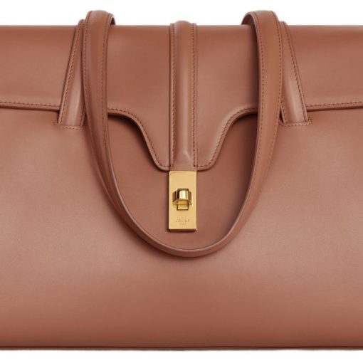 CELINE 16 소프트 스무스 송아지 가죽 핸드 백, 숄더 백 M 여성 브라운