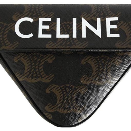 CELINE 트리옴프 캔버스+가죽 숄더 백, 크로스 백 레귤러 여성 브라운