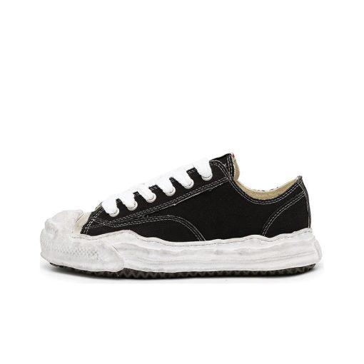 메종 미하라 야스히로 행크 OG DE 솔 캔버스 로우탑 스니커즈 블랙 A07FW727-BLACK