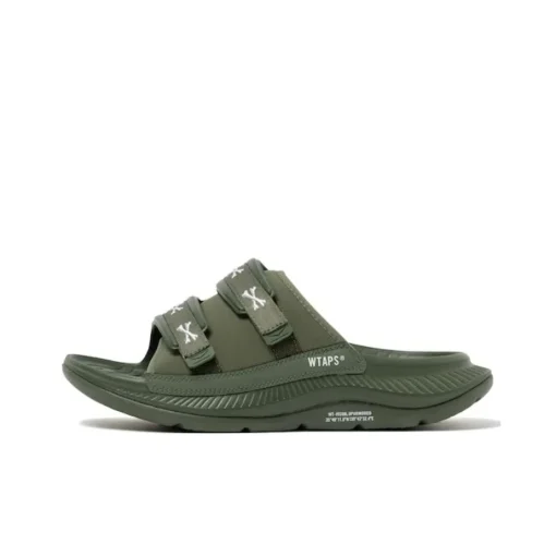 WTAPS × HOKA ONE ONE ORA Luxe 일자 슬리퍼 그린 1155398-FFC