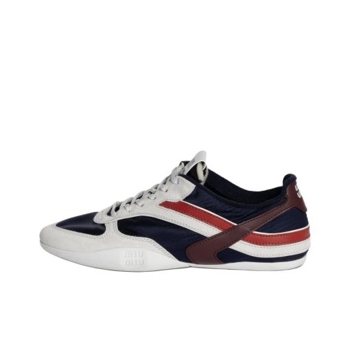 MIU MIU/미우미우 Gymnasium SS25봄여름 스웨이드 라이프 스니커즈 블루화이트 5E428E_71L_F001Z_F_A005